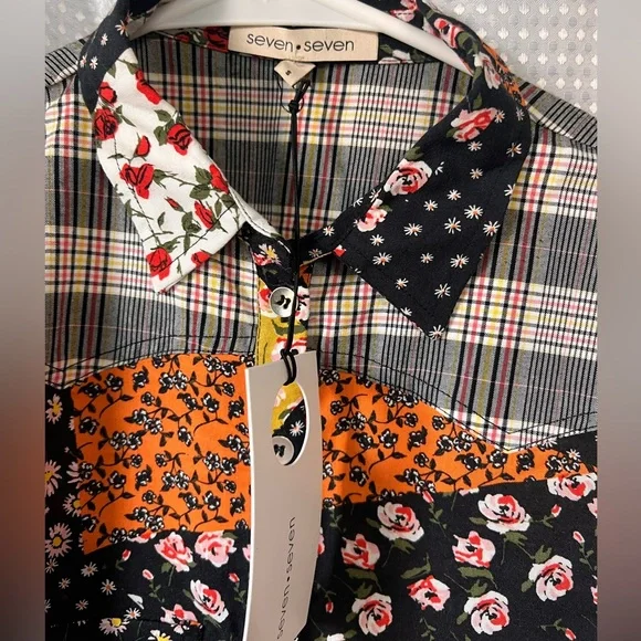 Patchwork Print Western Boho Collared Rodeo Dress Women’s Small NWT - Picture 2 of 4